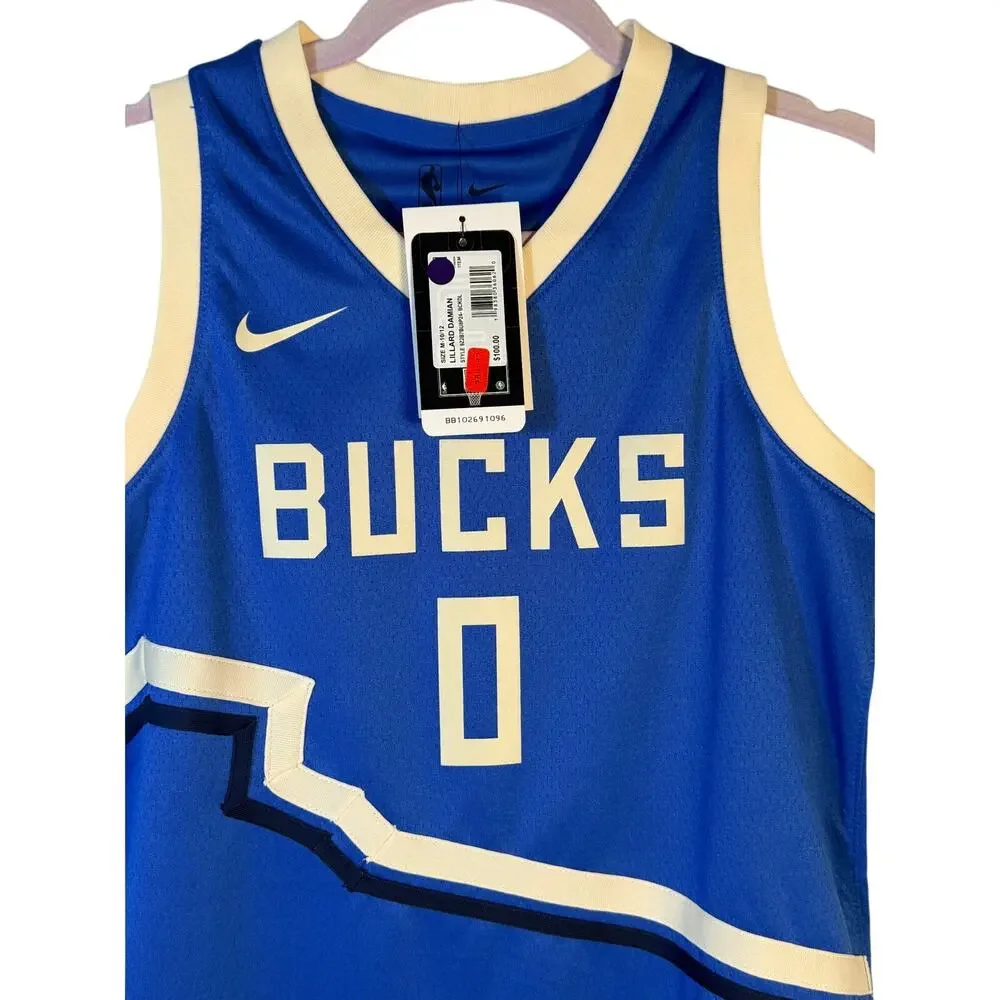 Nike Milwaukee Bucks Damian Lillard #0 City Edition Jersey Youth M 10/12 NWT
